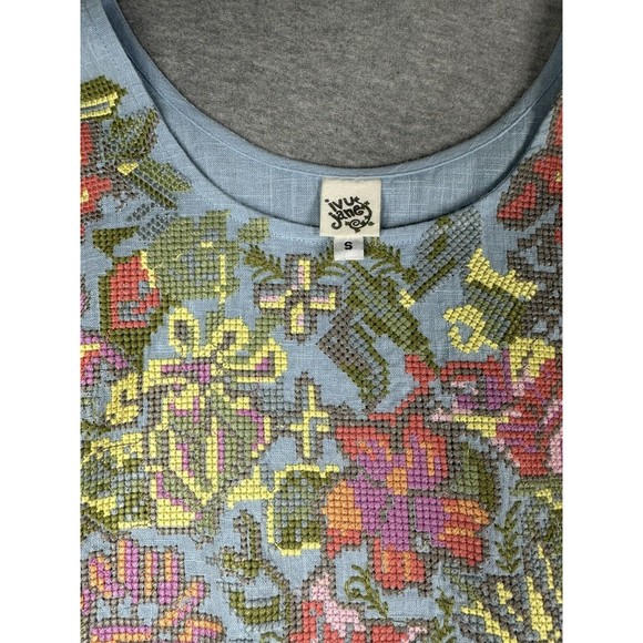 Ivy Jane Roses Tapestry Top Blouse 3/4 Sleeve Floral Flowers Boho Cotton S NWOT - Picture 3 of 5